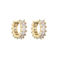 Micro-inlaid Zircon Ear Clip Square Diamond Earrings Copper Plated 18k Gold Jewelry main image 5