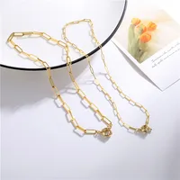 Hecheng Ornament Simple Steering Wheel Buckle Necklace Spring Fastener 18k Gold Plated Color Retaining Necklace  Cross-border main image 1