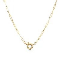 Hecheng Ornament Simple Steering Wheel Buckle Necklace Spring Fastener 18k Gold Plated Color Retaining Necklace  Cross-border main image 2