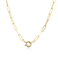 Hecheng Ornament Simple Steering Wheel Buckle Necklace Spring Fastener 18k Gold Plated Color Retaining Necklace  Cross-border main image 3