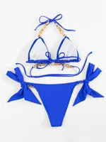 Solid Color New Chain Beach Sexy Bikini Hot Selling European And American Swimwear main image 5