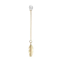 European And American Temperament Feather Leaf Pearl Personalized Long Earrings Eardrops Earrings Female Earrings Factory Wholesale main image 5