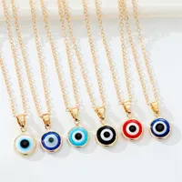 Retro Simple Color Resin Turkish Eye Necklace Demon Eye Pendant Necklace main image 1