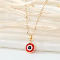 Retro Simple Color Resin Turkish Eye Necklace Demon Eye Pendant Necklace main image 5