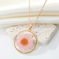 Bohemian Natural Dried Flower Transparent Round Resin Necklace main image 4