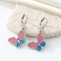 Cross-border Trend Color Glitter Butterfly Necklace Set Cute Animal Ear Ring main image 3
