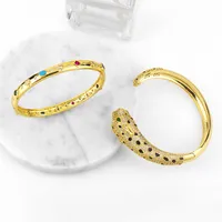 Personality Exaggerated Leopard Head Bracelet Inlaid Color Zircon Copper Bracelet main image 2