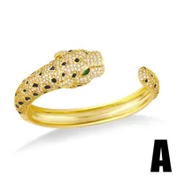 Personality Exaggerated Leopard Head Bracelet Inlaid Color Zircon Copper Bracelet main image 5