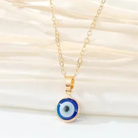 Retro Simple Color Resin Turkish Eye Necklace Demon Eye Pendant Necklace sku image 5