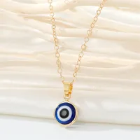 Retro Simple Color Resin Turkish Eye Necklace Demon Eye Pendant Necklace sku image 9
