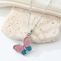 Cross-border Trend Color Glitter Butterfly Necklace Set Cute Animal Ear Ring sku image 2