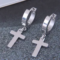Fashion Simple Cross Titanium Steel Personalized Hoop Earrings Wholesale main image 2
