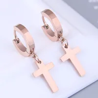Fashion Simple Cross Titanium Steel Personalized Hoop Earrings Wholesale main image 1
