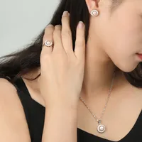 925 Sterling Silver Gem Plating Flower Rings Earrings Necklace main image 2
