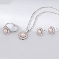 925 Sterling Silver Gem Plating Flower Rings Earrings Necklace main image 3