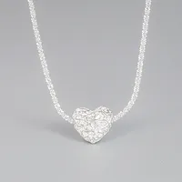 Korean S925 Sterling Silver Folds Heart-shaped Lavicle Chain Silver Jewelry main image 1
