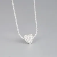 Korean S925 Sterling Silver Folds Heart-shaped Lavicle Chain Silver Jewelry main image 2
