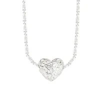 Korean S925 Sterling Silver Folds Heart-shaped Lavicle Chain Silver Jewelry main image 5