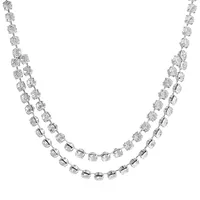 New Personality Stitching Round Beads Rhinestone Double Necklace Long Tassel Necklace main image 2
