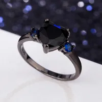 Heart-shaped Black European And American Simulation Diamond Heart-shaped Ring Fashion Jewelry main image 2