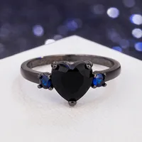 Heart-shaped Black European And American Simulation Diamond Heart-shaped Ring Fashion Jewelry main image 3