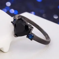 Heart-shaped Black European And American Simulation Diamond Heart-shaped Ring Fashion Jewelry main image 4