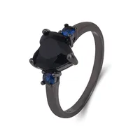 Heart-shaped Black European And American Simulation Diamond Heart-shaped Ring Fashion Jewelry main image 5