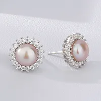 925 Sterling Silver Gem Plating Flower Rings Earrings Necklace sku image 7