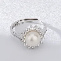 925 Sterling Silver Gem Plating Flower Rings Earrings Necklace sku image 6