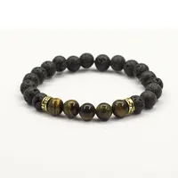 New Volcanic Stone Natural Stone Tiger Eye Stone Agate Beads Colorful Bracelets sku image 4