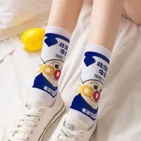 Autumn And Winter New Cartoon Beverage Gourmet Mid-tube Ladies Pure Cotton Socks Wholesale main image 3