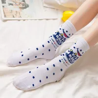 Autumn And Winter New Cartoon Beverage Gourmet Mid-tube Ladies Pure Cotton Socks Wholesale main image 4