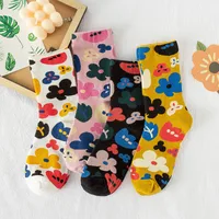 New Socks Women's Tube Socks Korean Small Flower Personality Cartoon Socks Wholesale main image 1