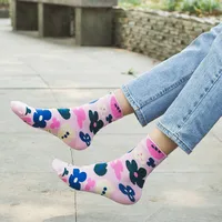 New Socks Women's Tube Socks Korean Small Flower Personality Cartoon Socks Wholesale main image 3