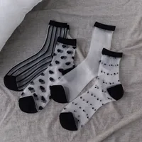 Retro Polka Dot Love Vertical Strips Glass Silk Card Silk Socks Women's Tube Socks Wholesale main image 2