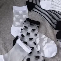 Retro Polka Dot Love Vertical Strips Glass Silk Card Silk Socks Women's Tube Socks Wholesale main image 4