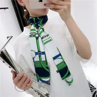 New Belts Metal Buckles Double-layer Printed Silk Scarves Twill Satin Long Silk Scarves main image 3