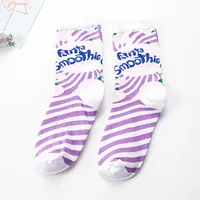 Autumn And Winter New Cartoon Beverage Gourmet Mid-tube Ladies Pure Cotton Socks Wholesale sku image 8