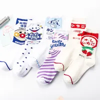 Autumn And Winter New Cartoon Beverage Gourmet Mid-tube Ladies Pure Cotton Socks Wholesale sku image 9