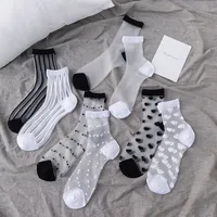 Retro Polka Dot Love Vertical Strips Glass Silk Card Silk Socks Women's Tube Socks Wholesale sku image 9