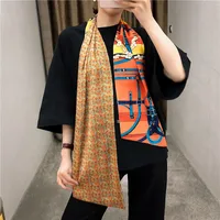 New Belts Metal Buckles Double-layer Printed Silk Scarves Twill Satin Long Silk Scarves sku image 1