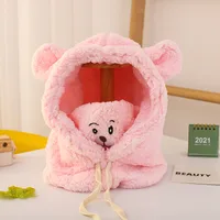 Children's Hats Cycling Windproof Warm Ear Masks Bibs One Parent-child Plush Lei Feng Hat sku image 2