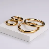 Simple Style Geometric Polishing Stainless Steel No Inlaid 18K Gold Plated Earrings main image 5