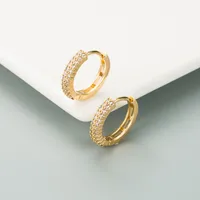 Retro Copper Gold-plated Color Zircon Circle Earrings main image 3