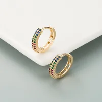 Retro Copper Gold-plated Color Zircon Circle Earrings main image 4