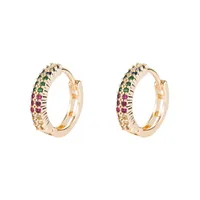 Retro Copper Gold-plated Color Zircon Circle Earrings main image 5