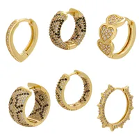 Micro-inlaid Zircon Leopard Print Heart Pattern Geometric Copper Earrings main image 1