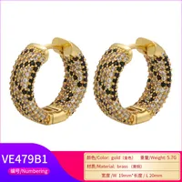 Micro-inlaid Zircon Leopard Print Heart Pattern Geometric Copper Earrings main image 2