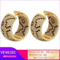 Micro-inlaid Zircon Leopard Print Heart Pattern Geometric Copper Earrings main image 5
