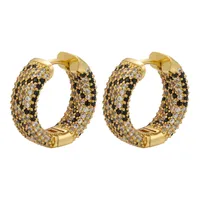 Micro-inlaid Zircon Leopard Print Heart Pattern Geometric Copper Earrings sku image 9